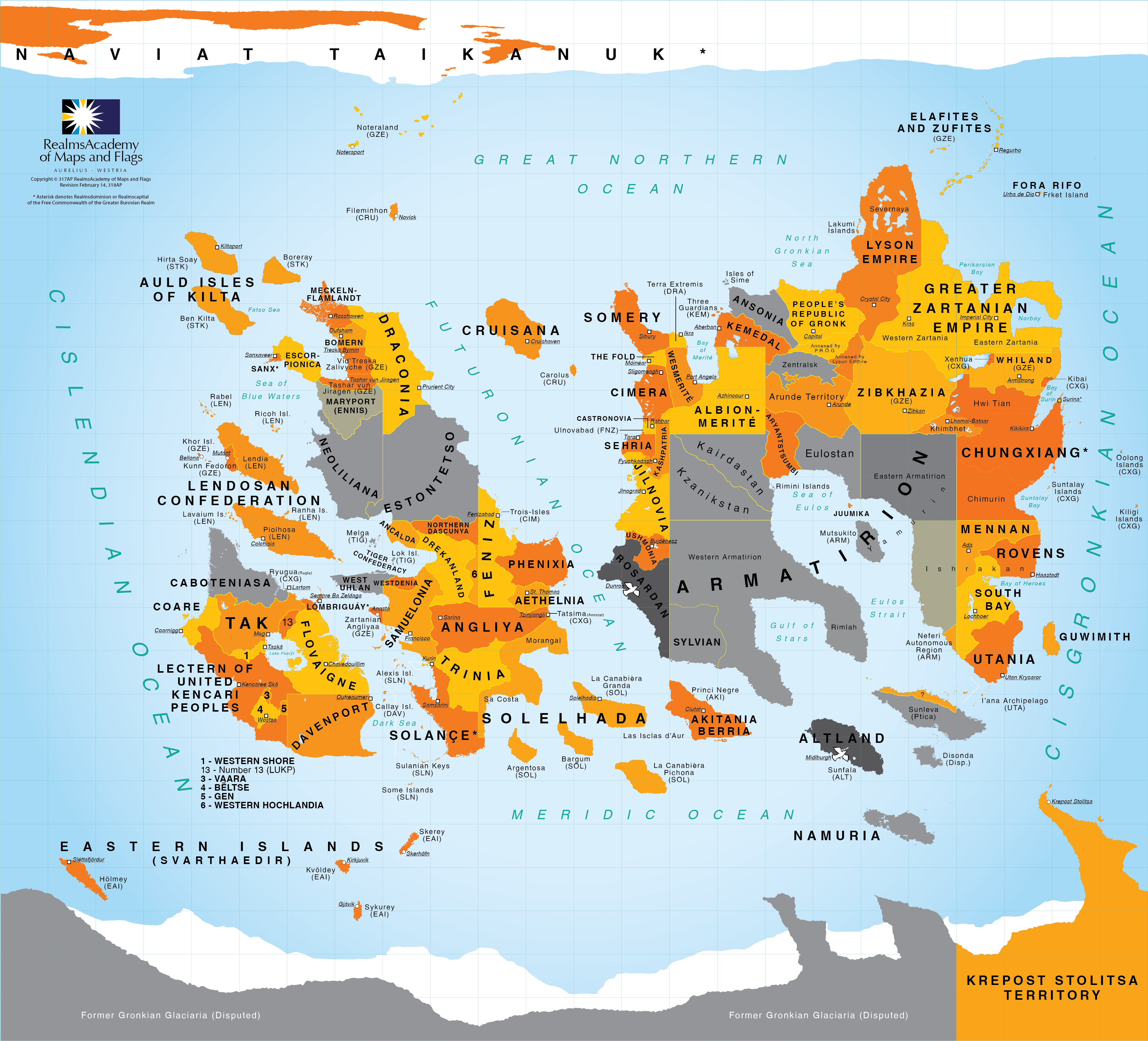 Map of the continents and oceans on the opposite side of Vexillium from where Svarthaedir is located.